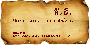 Ungerleider Barnabás névjegykártya
